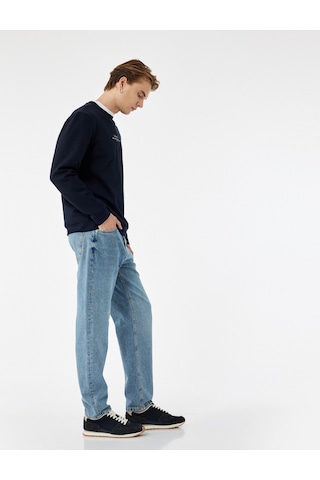 Koton Normal Bel Pamuklu Vintage Straight Fit Jean Pantolon Orta İndigo 6wam40018ıd İndigo
