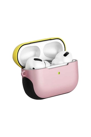 Apple AirPods Uyumlu Pro Kılıf Zore Shockproof Silikon Pembe-sarı