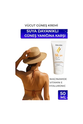 Suya Dayanıklı Spf 50+ Vücut Güneş Kremi Leke Karşıtı, Aydınlatıcı, Ton Eşitleyici