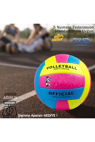 Hsport Softtouch Voleybol Topu No:5 Pompa Hediyeli Yeşil Açık Gri