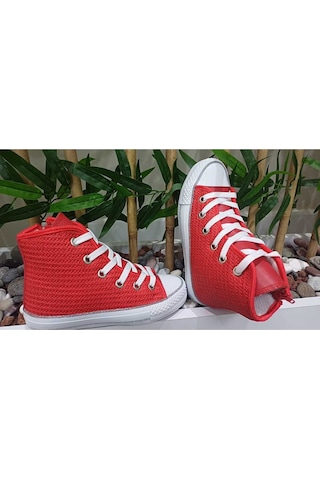 Scarpe Magiche Kırmızı Örmeli Kız Ayakkabısı 31-35 Numara Arası Işıksızdır Kırmızı