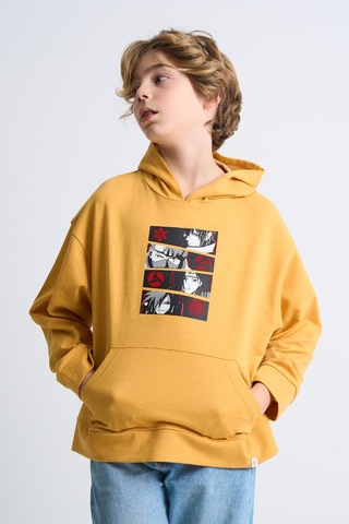 Alexandergardi Alexandergardı Kanguru Cepli Baskılı Kapüşonlu Çocuk Sweatshirt Hardal