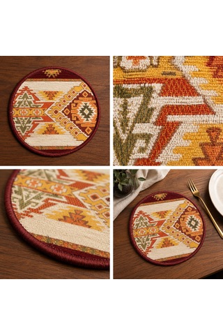Bk Gift 6 Adet El Yapımı Anadolu İzleri Kilim Kumaşı Supla Koleksiyonu 27cm -6 Haki