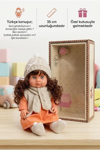 Lucia Girl Konuşan 35 Cm - Etkileşimli Kolları Bacakları Ve Kafası Et Kutulu Atkılı Oyuncak Bebek 65166516