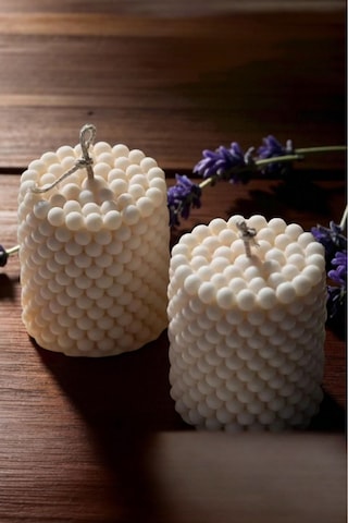 Hediyelik İkili Bubble Mum Seti Beyaz