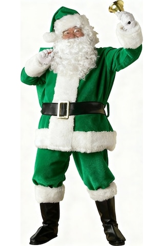 Yeşil Noel Baba Kostümü Yetişkin