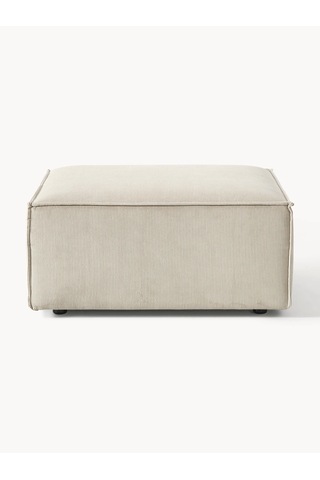 Most Mollis Kare Puf Silinebilir Kırık Beyaz Fitilli Kadife Kumaş