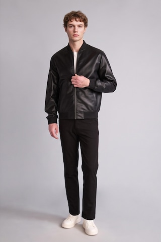 Defacto Slim Fit Kolej Yaka Ribanalı Fermuarlı Suni Deri Bomber Mont Y5367az26aubk27 Siyah-bk27