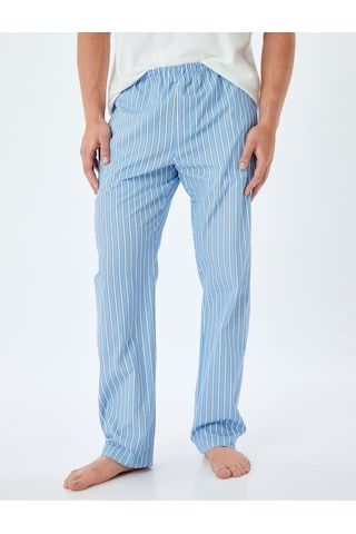 Koton Oversize Pijama Altı Pamuklu Beli Lastikli Cep Detaylı Pamuklu Mavi Çizgili 4slm50006mw Mavi