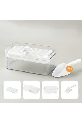 Mufunye 32 Adet Buz Küpü Kalıbı, Kapağı Ve Depo Kutusu İle Buz Kaşığı, Kolay Çıkarma Ve Yer Tasarrufu, Yemek Grubu Malzemelerden Buz Depolama Seti Çok Renkli