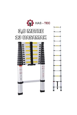 Teleskopik Merdiven 3,8 Metre 13 Basamaklı Düz Uzayan