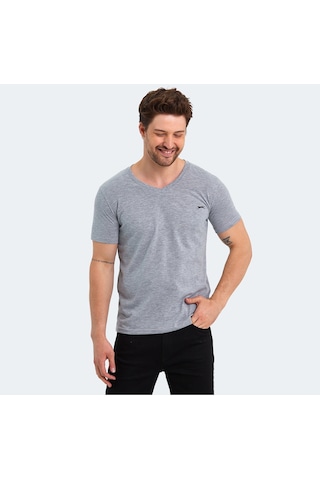 Slazenger SARGON KTN Erkek V Yaka Gri Tişört