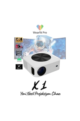 Wearfitpro X1 Android Projektör Otomatik Odaklama 2.4g 5g Wifi Led Lamba 1080p Hd Akıllı Projeksiyon Cihazı