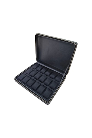 Deri Luxury 18 Li Saat Çantası,kutusu Fermuarlı Siyah 31x38 Cm Çok Renkli