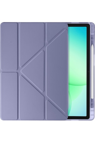 Samsung Galaxy Tab A11 Plus 2025 Kılıf Uyumlu Standlı Kalem Bölmeli Akıllı Trifolding Kapak Sm-x230 Lavanta