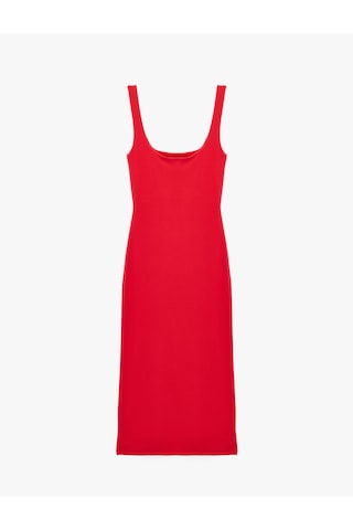 Koton Pamuklu U Yaka Slim Fit Yırtmaçlı Kalın Askılı Bandaj Elbise Kırmızı 6sak80075pk
