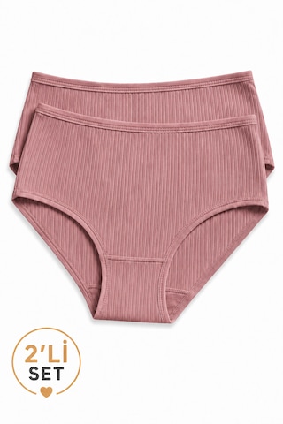 İpeksi Collection %100 Pamuklu Yüksek Bel Fitilli Günlük Külot 2'li Paket Pembe