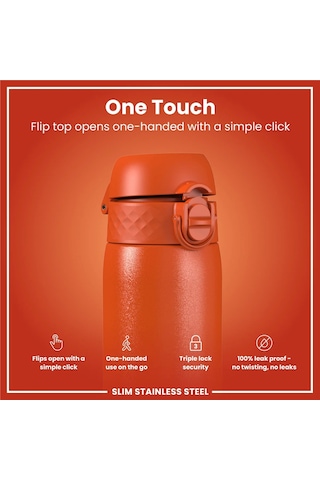 Ion8 - Paslanmaz Çelik İnce Suluk - Turuncu - 600 Ml - Sızdırmaz
