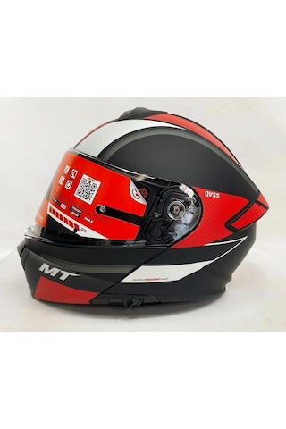 Mt Genesis Cave A5 Mat Kırmızı Siyah Çene Açılır Kask Siyah Kırmızı