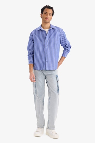Defacto Boxy Fit Çizgili Uzun Kollu Gömlek G6194ax25wnbe410 Mavi-be410