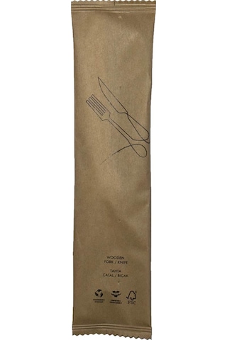 Kag It Kaplı Tahta Çatal-bıc Ak-pec Ete Set Ahşap