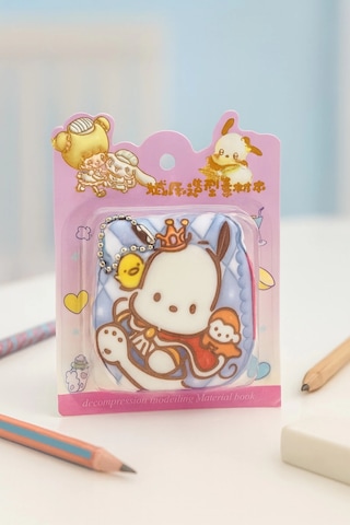 Sanrio Pochacco Not Defteri Zincirli Anahtarlık Hediyelik Defter Puf Kapak Mavi