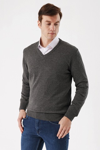 Morven Basic Dinamik Fit Rahat Kesim V Yaka Triko Kazak 99kc017004050 Antrasit
