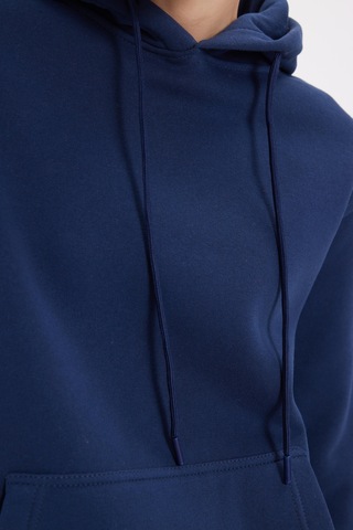 Tudors Kadın Relax Fit Rahat Kesim Pamuklu Kapüşonlu Kanguru Cepli Lacivert Sweatshirt-39937 Lacivert