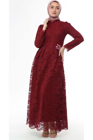 İbrahim Burak Etiler Collection Ahunisa Henna Abiye Bordo 5646