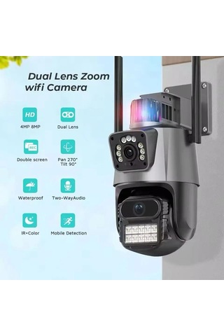 Laxsam Yeni Dış Mekan Ip Kamera Çift Lens Wifi Güvenlik Kamerası
