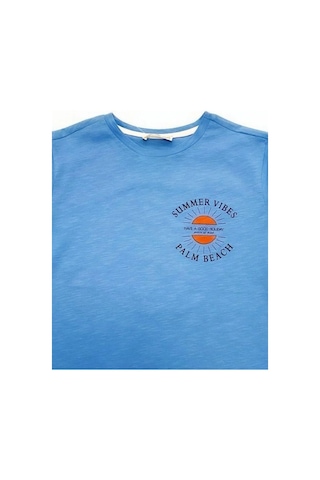 Çikoby Erkek Çocuk Pamuklu Summer Yazılı Tshirt-14593 Mavi