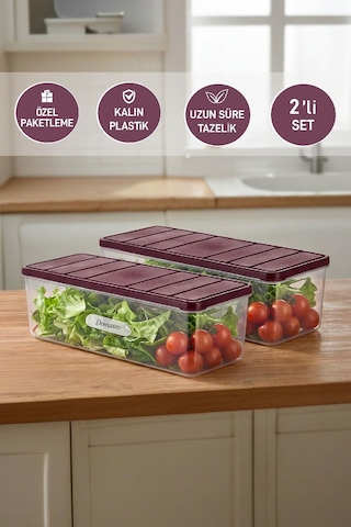 Selka Home 2 Adet 2 Lt. Nora Organizer Buzdolabı Buzluk Düzenleyici Saklama Kabı
