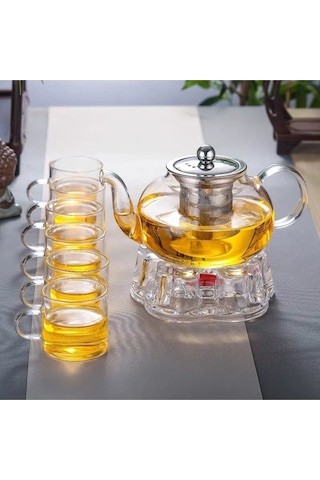 Toptanfoni Borasilikat Cam Büyük Çaydanlık 800ml Şeffaf