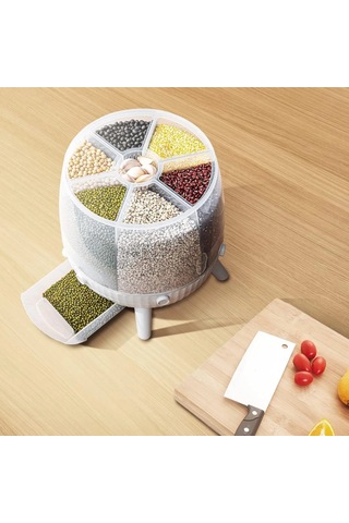 6 Bölmeli 360 Derece Dönebilen 6 Lt Bakliyat Organizeri 5256 Çok Renkli