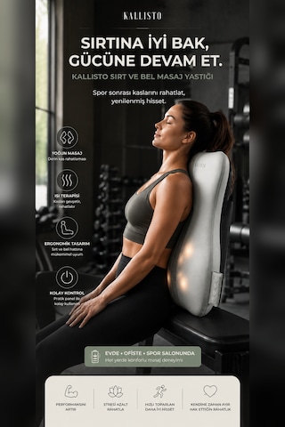 RX7 Premium Shiatsu Masaj Tekniğiyle Titreşimli Ovmalı Isı Terapili Şarjlı Raylı Sırt Masaj Cihazı