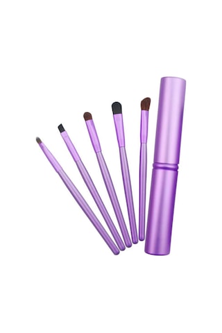 Sones 5 Parça Saplı Göz Makyaj Fırçası Seti Alüminyum Tüplü Mor