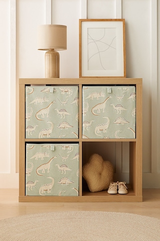 Ocean Home Textile 3'lü Çocuk Odası Dinozor Kutu Set 33 X 30 X 33 Cm Mint