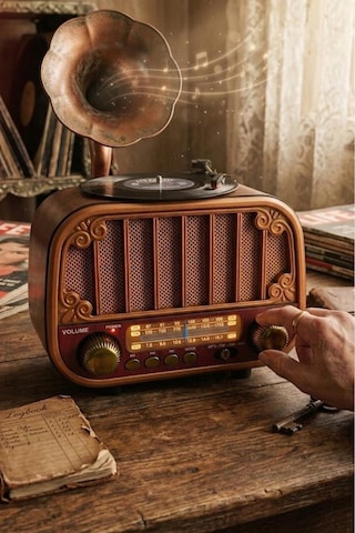 Bluetooh Hoparlör Nostaljik Radyo Aux Usb Tf Destekli Speaker D76 Ahşap