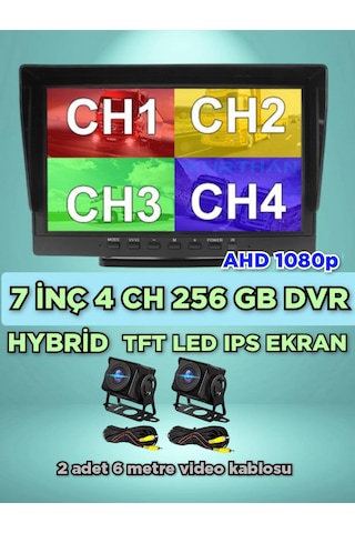 7'' Dvr Ekran 2 Ad 180 Derece Balık Gözü Lens Ahd Kamera Set12 V