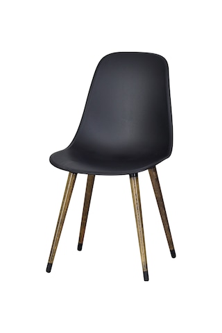 Vilinze Eames Kestane Ahşap Ayak Plastik Siyah Sandalye Eames-beyaz Siyah - Kestane