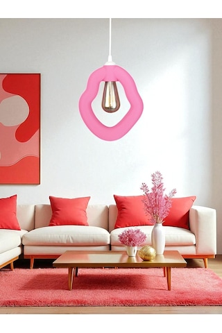 Bohem Beton Görünümlü Modern Minimalist Avize Ayarlı E27 Duy Salon Mutfak Yatak Odası Ofis Kafe Pembe