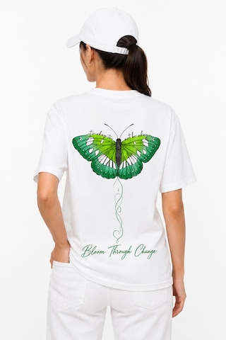 Bayloranzzo Love Of Butterfly %100 Pamuk Heavy Cotton Premium Kalite Kadın Tişört Beyaz
