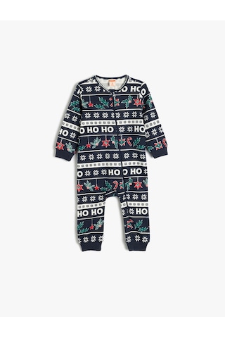 Koton Yılbaşı Temalı Baskılı Tulum Pamuklu Lacivert Desenli 5wmb10416tk Lacivert