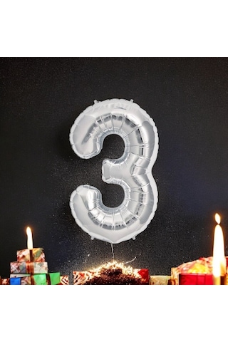 Brokoli Home 3 Numara Folyo Gümüş Balon 100cm 40inç Helyuma Uygu Karışık Renkli