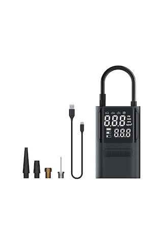 Reedark Siyah Akıllı Araç Zihniyet Pompası: Li-pil Dahili, Baskı Öngörü, Otomatik Durdurma, Led Işık, 4 Farklı Uç, 150psı Maksimum