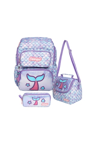 Maxim Mermaid 3'lü Okul Seti - İlkokul Çantası & Termal Beslenme & Kalemlik Lila Maxim Mermaid 3'lü Okul Seti - İlkokul Çantası & Termal Beslenme & Kalemlik Lila
