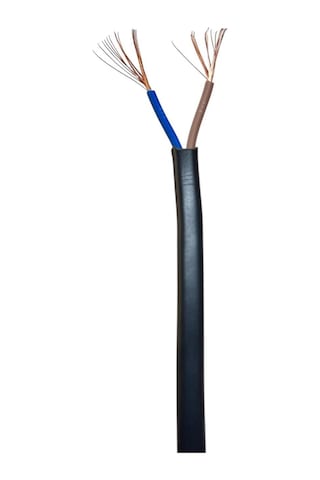 Aydınlatma Elektrik Kablosu Yassı Kablo 2 0,50 Ttr Balık Sırtı Tip Tam Bakır Siyah 3 Metre