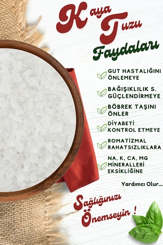 Yörem Afyon Meşhur Çankırı Rafine Edilmemiş Mineral Deposu Granül Kaya Tuzu 500gr.