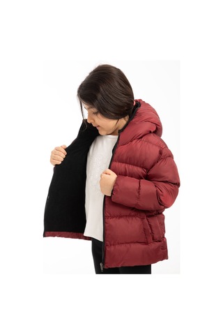 Kız Çocuk Bordo Içi Polarlı Kapüşonlu Su Geçirmez Rüzgara Dayanıklı Şişme Kışlık Mont & Kaban Bordo