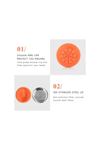 Leezsing Didiesse Frog Kahve Makinesi İçin Yeniden Kullanılabilir Paslanmaz Çelik Kapsül 4g + Fırça + Kaşık + Kelepçe Seti - Taze Aroma Saklama Ve Yumuşak Lezzet Turuncu